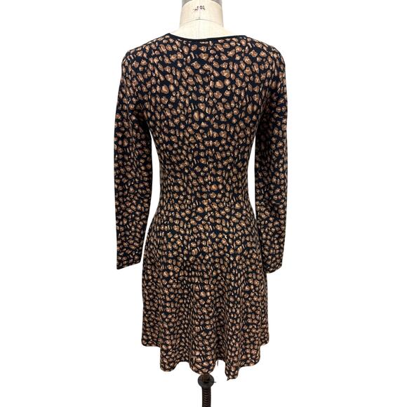 DKNY Knit Leopard Print Fit & Flare Dress Size Small - Picture 4 of 10